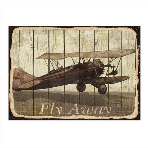 Retro Uçak Hediyelik Ahşap Tablo