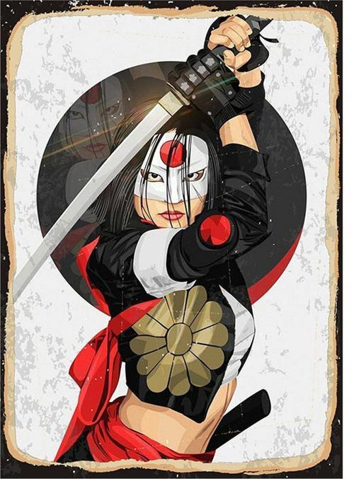 Samuray Kadın Desenli Mdf Tablo