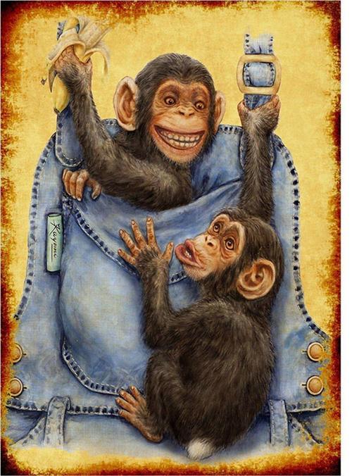 Sevimli Maymunlar Model Mdf Tablo