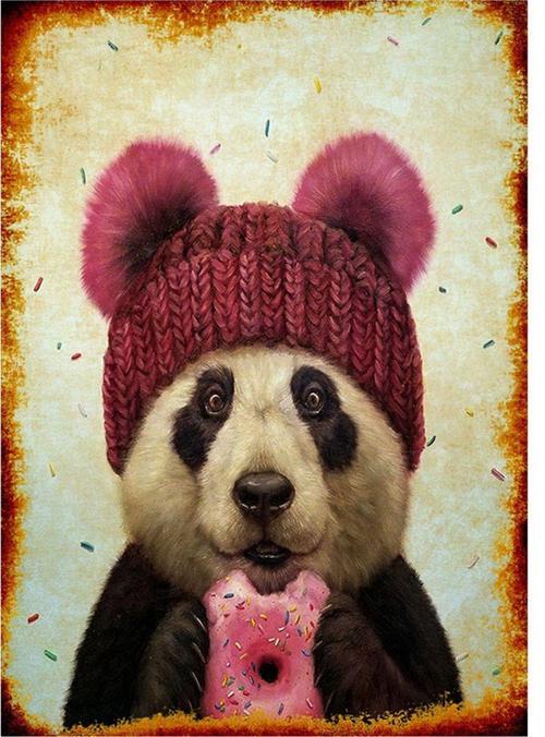 Sevimli Panda Dekoratif Ahşap Tablo