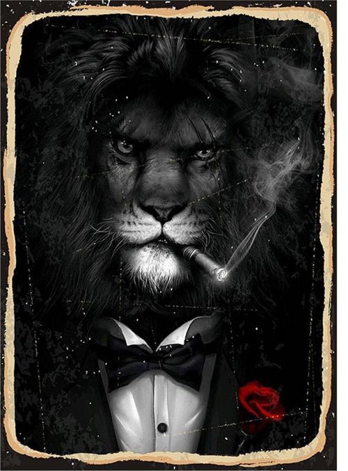 Smokinli Aslan Model Ahşap Tablo
