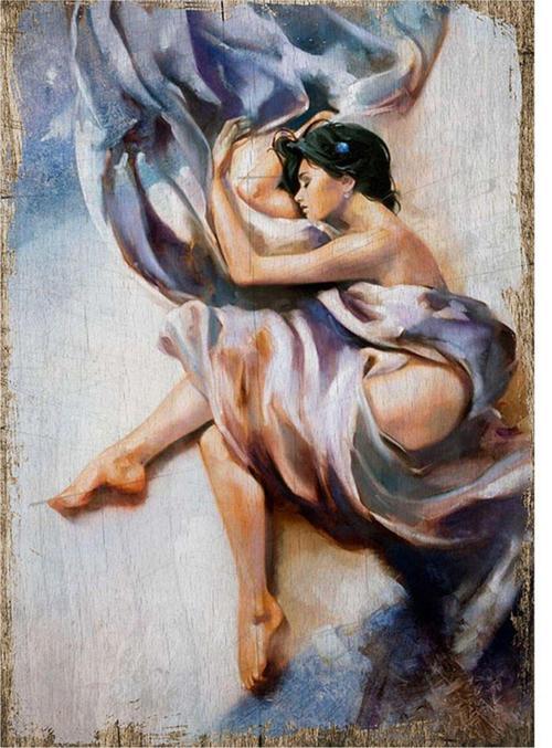 Uyuyan Kadın Dekoratif Ahşap Tablo