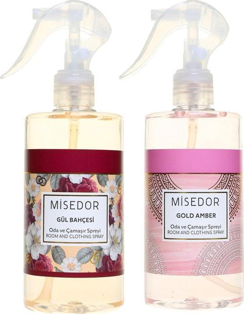 2 Li Set Gold Amber Ve Gül Bahçesi Oda Kokusu Ve Çamaşır Spreyi 330 Ml