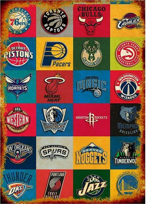 Nba Logoları Mdf Poster