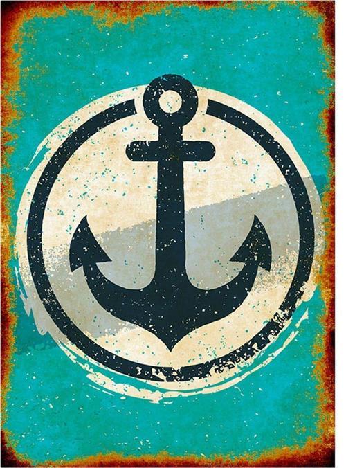 Retro Gemi Çapası Mdf Poster