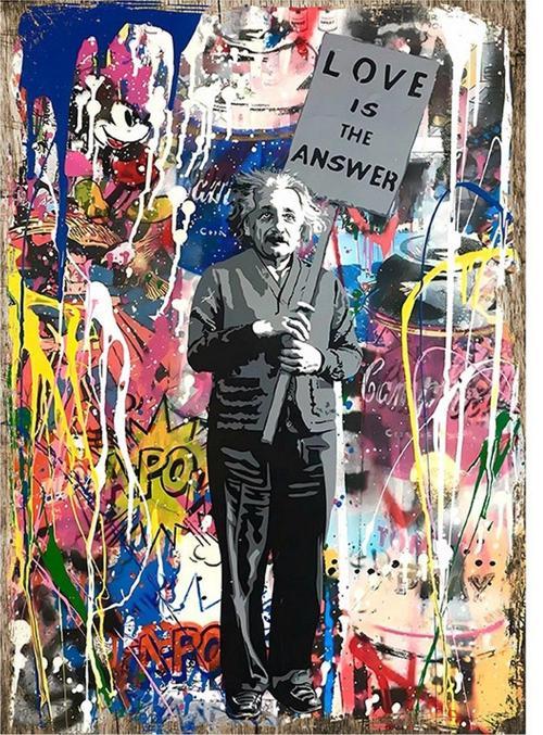 Albert Einstein Aşk Tasarım Ahşap Tablo 18Cm X 27Cm