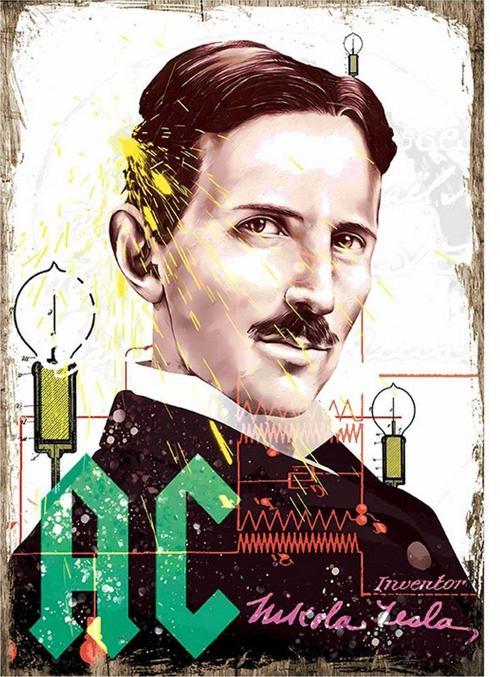 Nicola Tesla Ac Desenli Mdf Tablo 18Cm X 27Cm