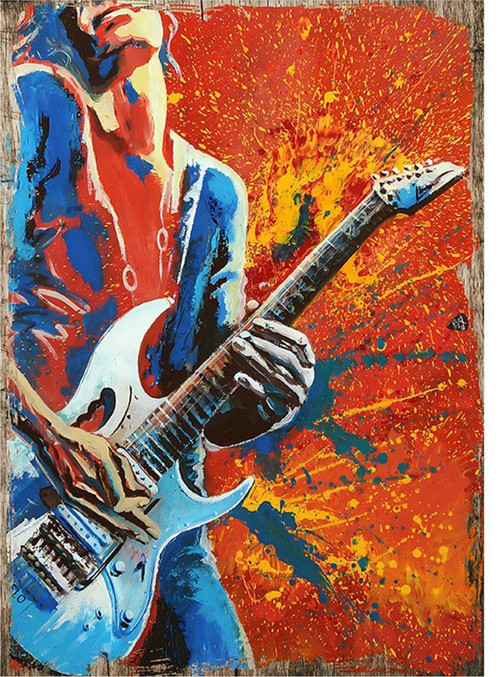 Gitarist Adam Model Ahşap Tablo 18Cm X 27Cm