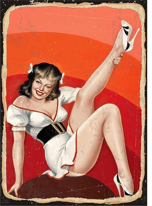 Beyaz Elbiseli Pin Up Kızı Mdf Poster