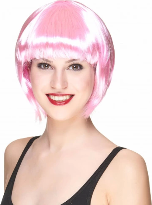 Soft Pembe Renk Parti Peruğu Küt Saç