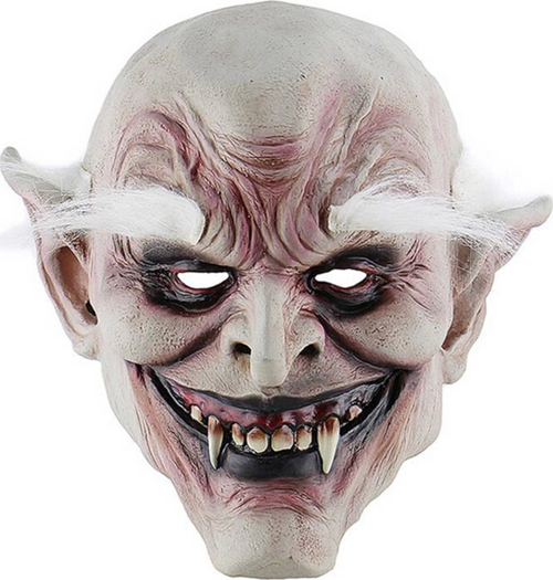 Korku Zombi Maskesi Beyaz Saçlı Kaşlı Lateks Vampir Maskesi Et Maske