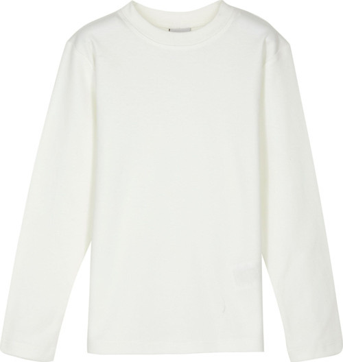 Ekru Basic Kışlık Sıfır Yaka Uzun Kollu Kız Çocuk Tişört