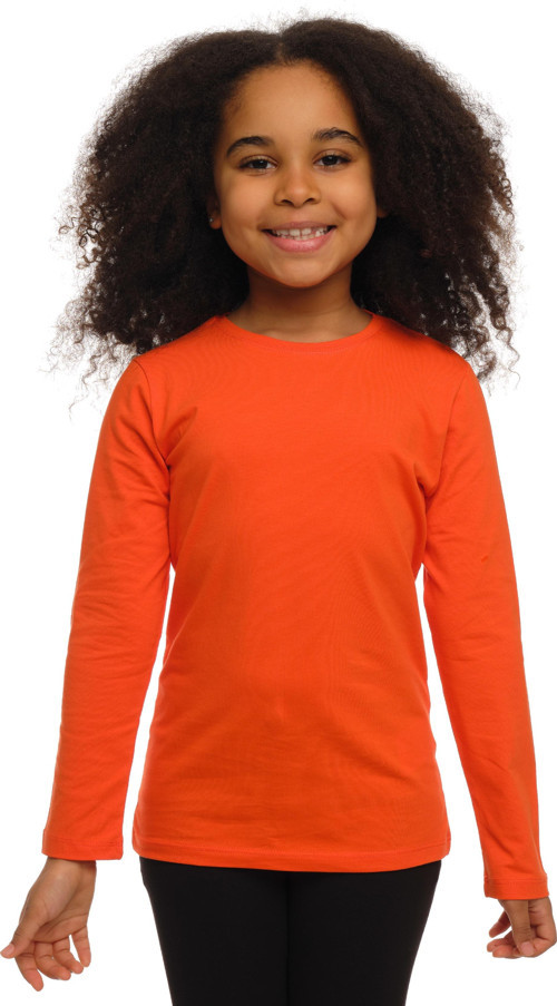 Turuncu Basic Unisex Çocuk Mevsimlik Sıfır Yaka Uzun Kollu Tişört