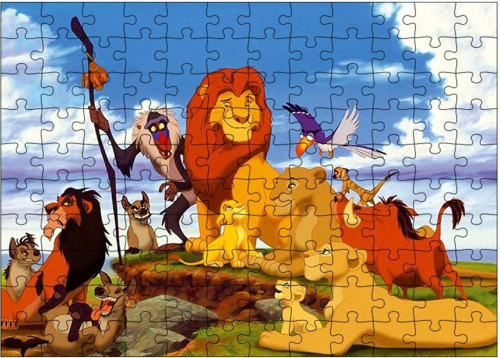 Ahşap Mdf Puzzle Yapboz Aslan Kral Ve Arkadaşları 120 Parça 25*35 Cm