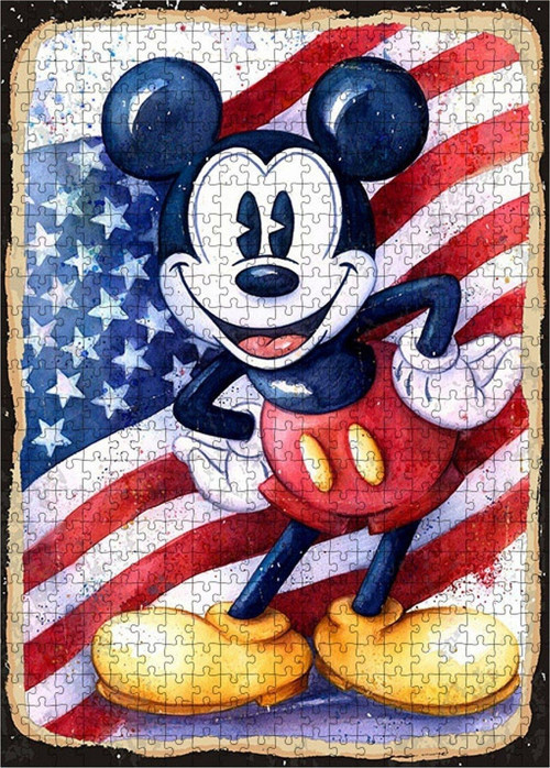 Ahşap Mdf Puzzle Yapboz Amerikalı Mickey Mouse 500 Parça 50*70 Cm