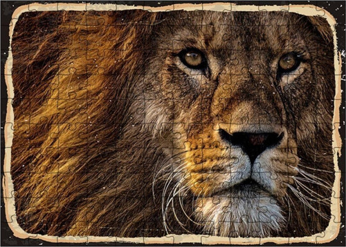 Ahşap Mdf Puzzle Yapboz Aslanın Bakşları 120 Parça 25*35 Cm