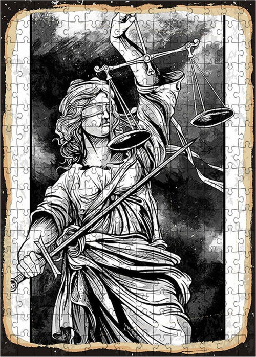 Ahşap Mdf Puzzle Yapboz Adalet Terazisi