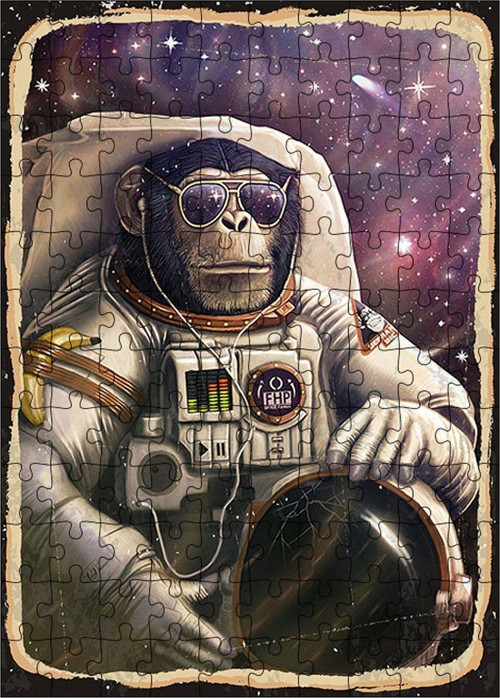 Ahşap Mdf Puzzle Yapboz Astronot Maymun