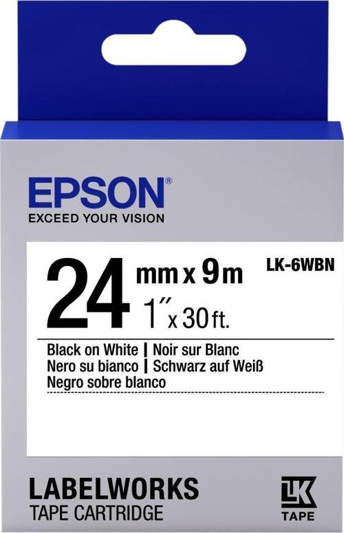 LK-6WBVN Siyah Üzeri Beyaz 24MM 7Metre Etiket