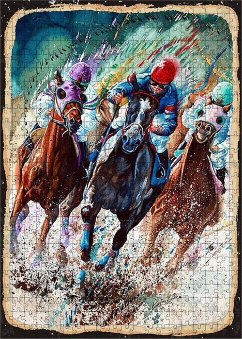 Ahşap Mdf Puzzle Yapboz At Yarışı 500 Parça 50*70 Cm
