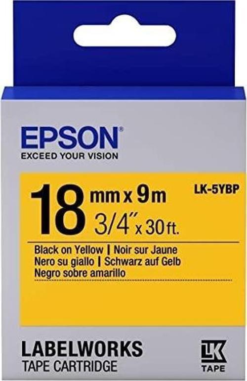LK-5YBP Pastel Sarı Üzeri Siyah 18mm 9metre Etiket