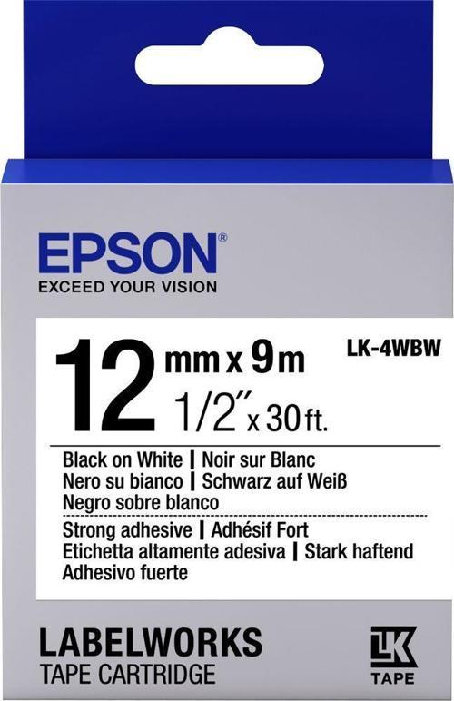 LK-4WBVN Siyah Üzeri Beyaz 12MM 7Metre Etiket