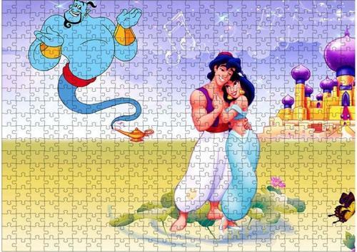 Ahşap Mdf Puzzle Yapboz Aladdin Ve Jasmin 500 Parça 50*70 Cm