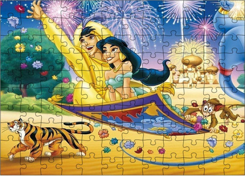 Ahşap Mdf Puzzle Yapboz Aladdin Ve Uçan Halı 120 Parça 25*35 Cm