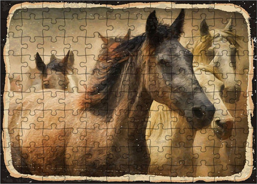 Ahşap Mdf Puzzle Yapboz Atlar 120 Parça 25*35 Cm