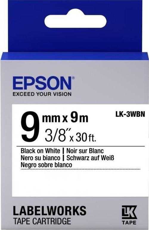 LK-3WBw Strong Siyah Üzeri Beyaz 9MM 9Metre Etiket
