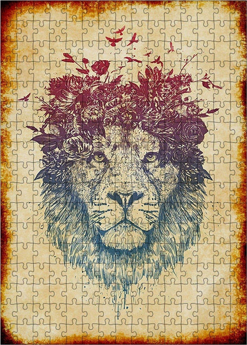 Ahşap Mdf Puzzle Yapboz Aslan Çizimi