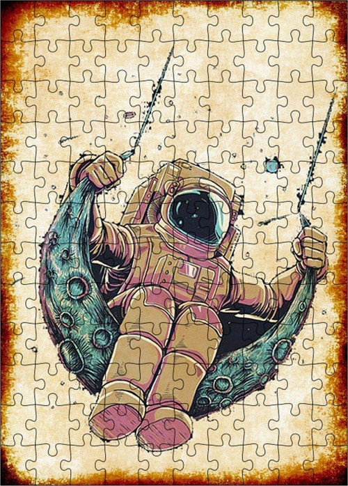 Ahşap Mdf Puzzle Yapboz Aydaki Astronot