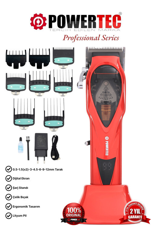 TR-3900 Profesyonel Şarjlı Saç Sakal Tıraş Makinesi Yüksek Devir 10.000 RPM