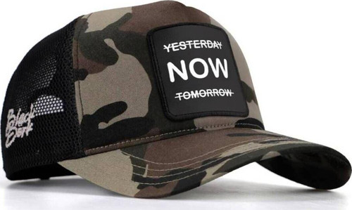 V1 Trucker Yesterday Now Tomorrow - 1 Kod Logolu Unisex Kamuflaj-Siyah Şapka (Cap)