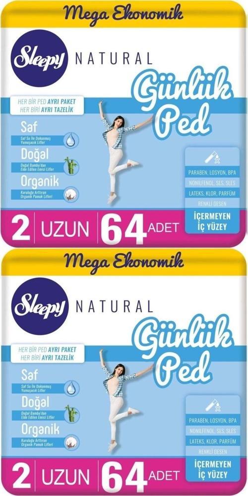 Natural Günlük Ped Uzun 128 Adet Mega Pk (2Pk*64)