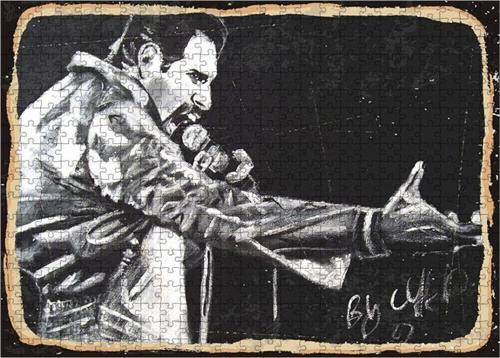 Ahşap Mdf Puzzle Yapboz Freddie Mercury Karakalem Çizim 500 Parça 50*70 Cm