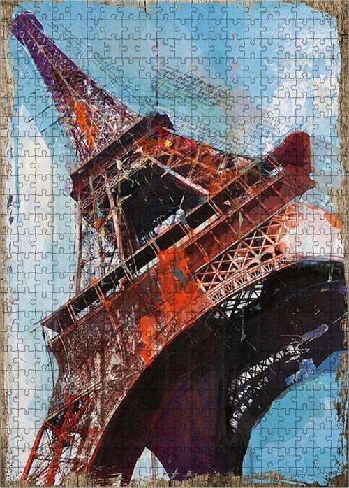 Ahşap Mdf Puzzle Yapboz Eyfel Kulesi Çizimi 500 Parça 50*70 Cm