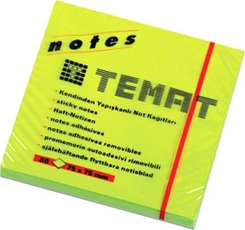 Yapışkanlı Not Kağıdı 75x75 MM Fosforlu Yeşil 10935