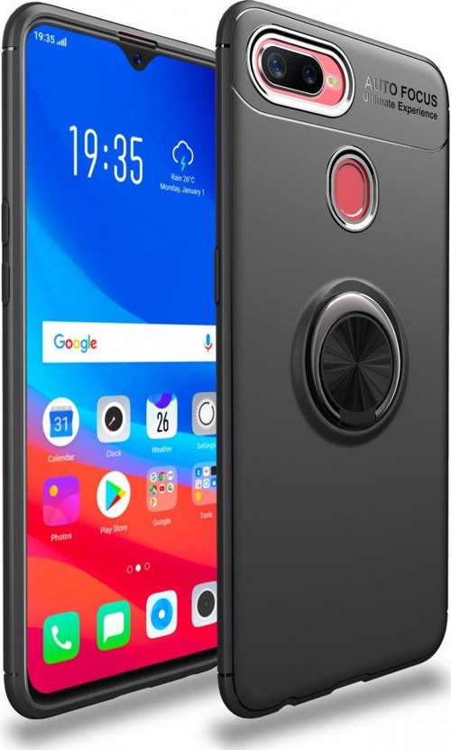 Oppo A5S Kılıf Yatay ve Dikey Stand Özellikli içi Petekli Yüzüklü Silikon Range Kapak