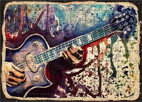 Ahşap Mdf Puzzle Yapboz Gitarın Renkleri 120 Parça 25*35 Cm