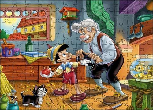 Ahşap Mdf Puzzle Yapboz Pinokyo Ve Gepetto 120 Parça 25*35 Cm