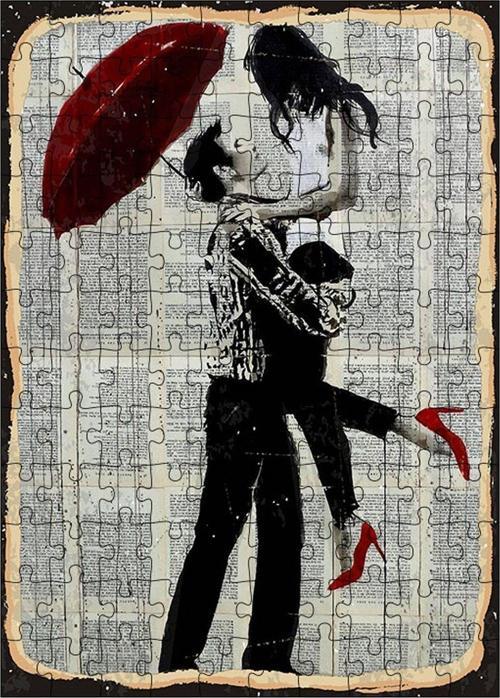 Ahşap Mdf Puzzle Yapboz Yağmur Altında Dans