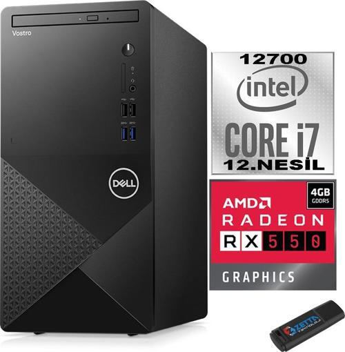 Vostro 3910 mt Intel Core I7 12700 12GB 1tb SSD Windows 11 Pro Amd RX550-4GB Masaüstü Bilgisayar N3910RX550P03 + Zetta USB Bellek