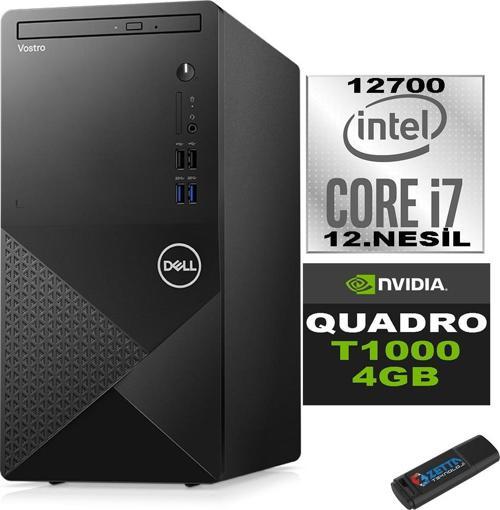 Vostro 3910 mt Intel Core I7 12700 16GB 256GB SSD Windows 11 Home Quadro T1000-4GB Masaüstü Bilgisayar N3910T1000H06 + Zetta USB Bellek