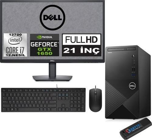 Vostro 3910 mt Intel Core I7 12700 48GB 256GB SSD 21.5" Fhd Windows 11 Home Nvidia Nvidia GTX1650-4GB Masaüstü Bilgisayar 21N3910GTX1650H21 + Zetta USB Bellek