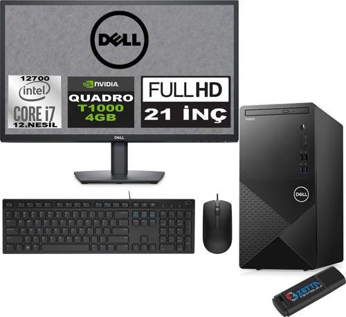 Vostro 3910 mt Intel Core I7 12700 64GB 512GB SSD 21.5" Fhd Windows 11 Home Quadro T1000-4GB Masaüstü Bilgisayar 21N3910T1000H27 + Zetta USB Bellek