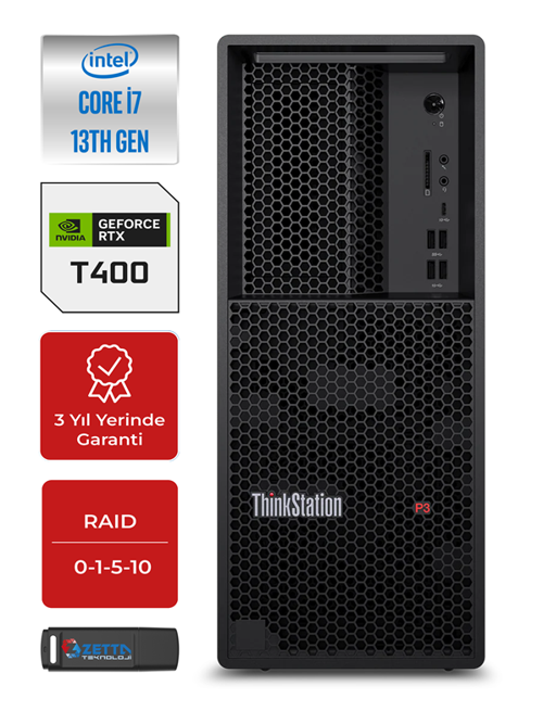 Ws P3 Intel Core I7 13700K 16C Vpro 96GB Ecc/ddr5 4tb SSD 4GB/T400 Raıd Windows 11 Pro 750W P30GS005UTRP12