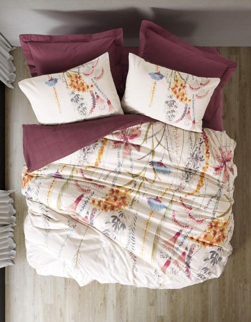 Çift Kişilik Nevresim Takımı Flos Bordo