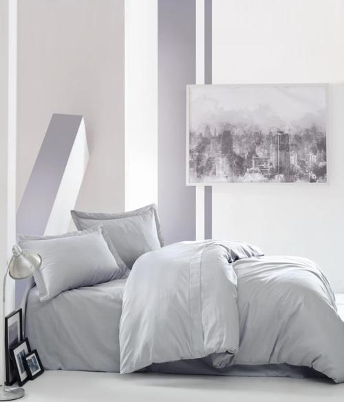 Elegant Saten Çift Kişilik Nevresim Takımı - Gri