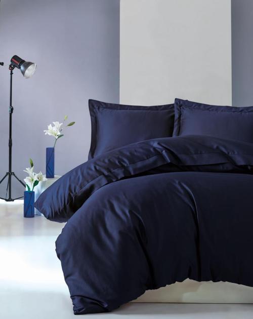 Elegant Saten Çift Kişilik Nevresim Takımı - Lacivert